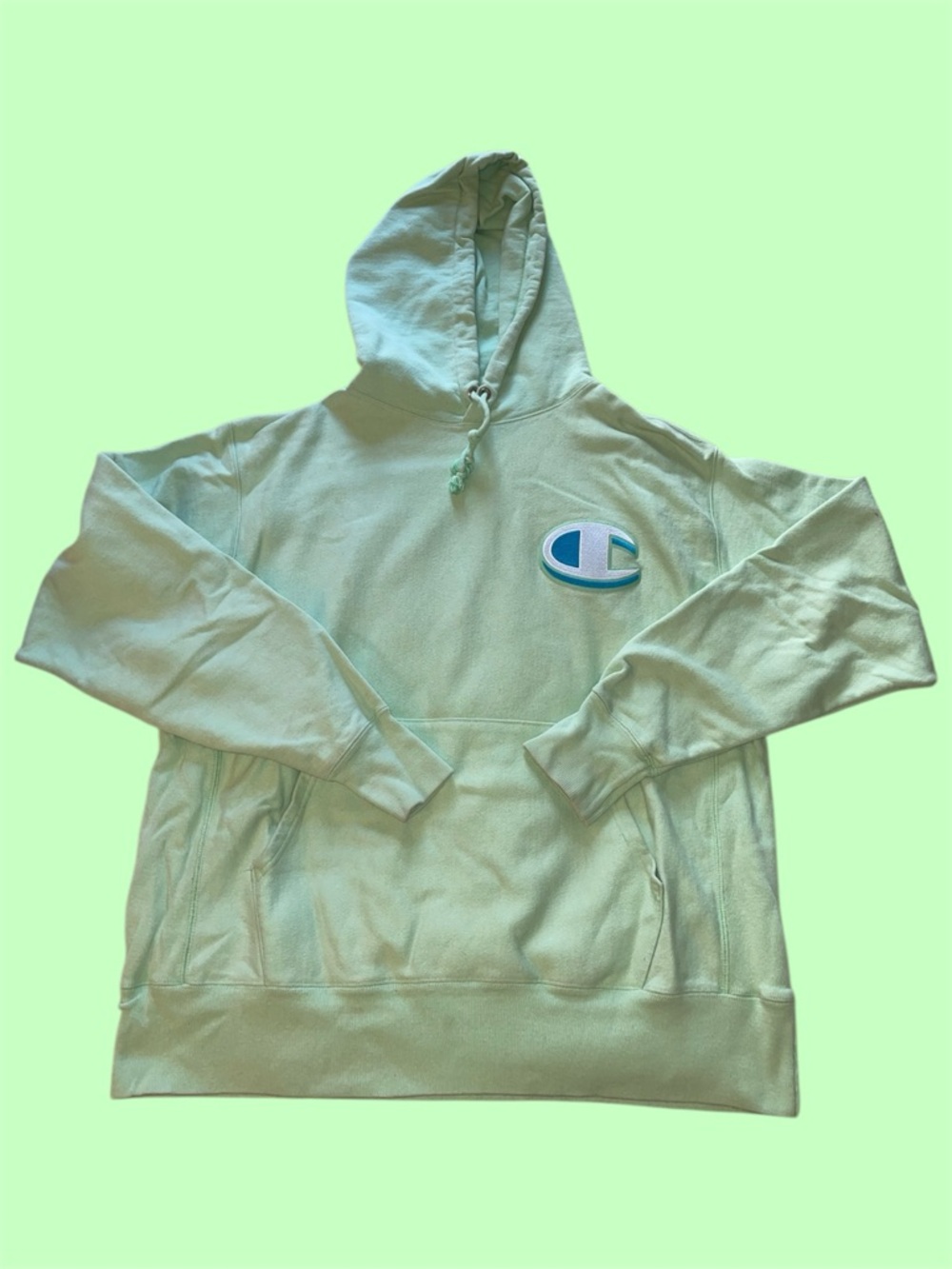 Champion‎ Mint Green Reverse Weave Embroidered Logo Hoodie/Sweatshirt